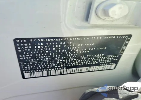 2024 Volkswagen Taos Se from USA, damaged, VIN 3VVEX7B29RM035608